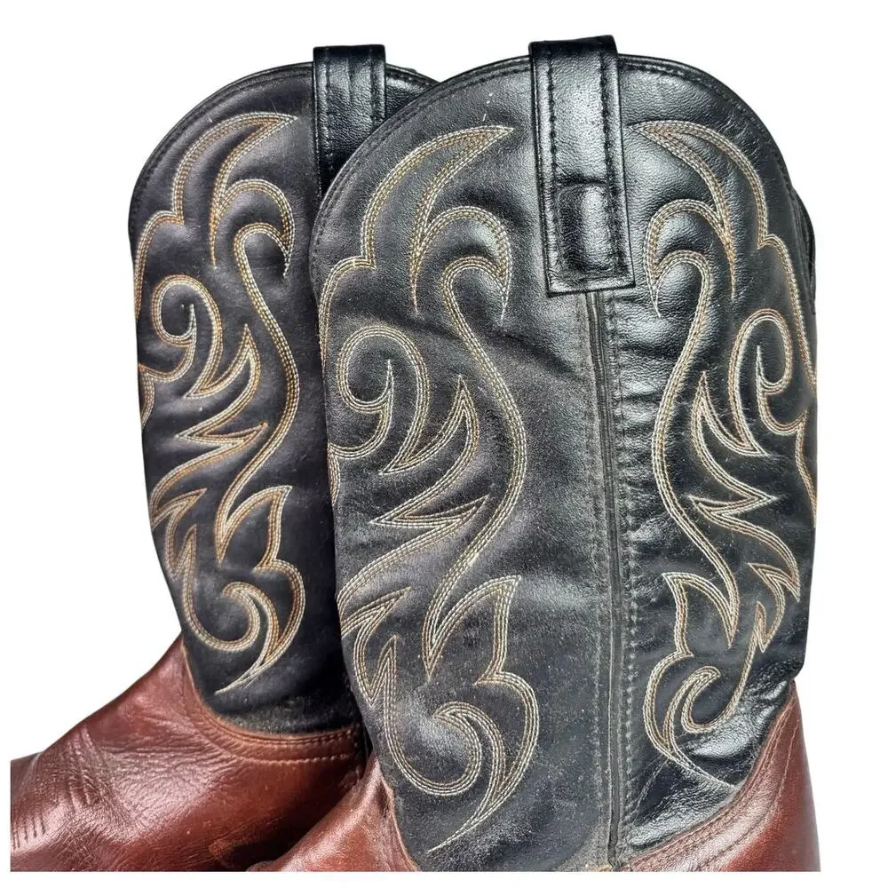 Laredo Men's Nashville Brown Black Cowboy Boots Leather Western Size 9.5